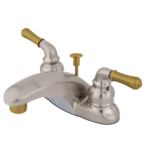 4" Centerset Bathroom Faucet, Brushed Nickel/Polished Brass